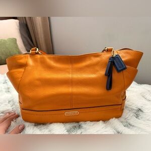 Coach Leather Hobo Shoulder Bag in Caramel Orange